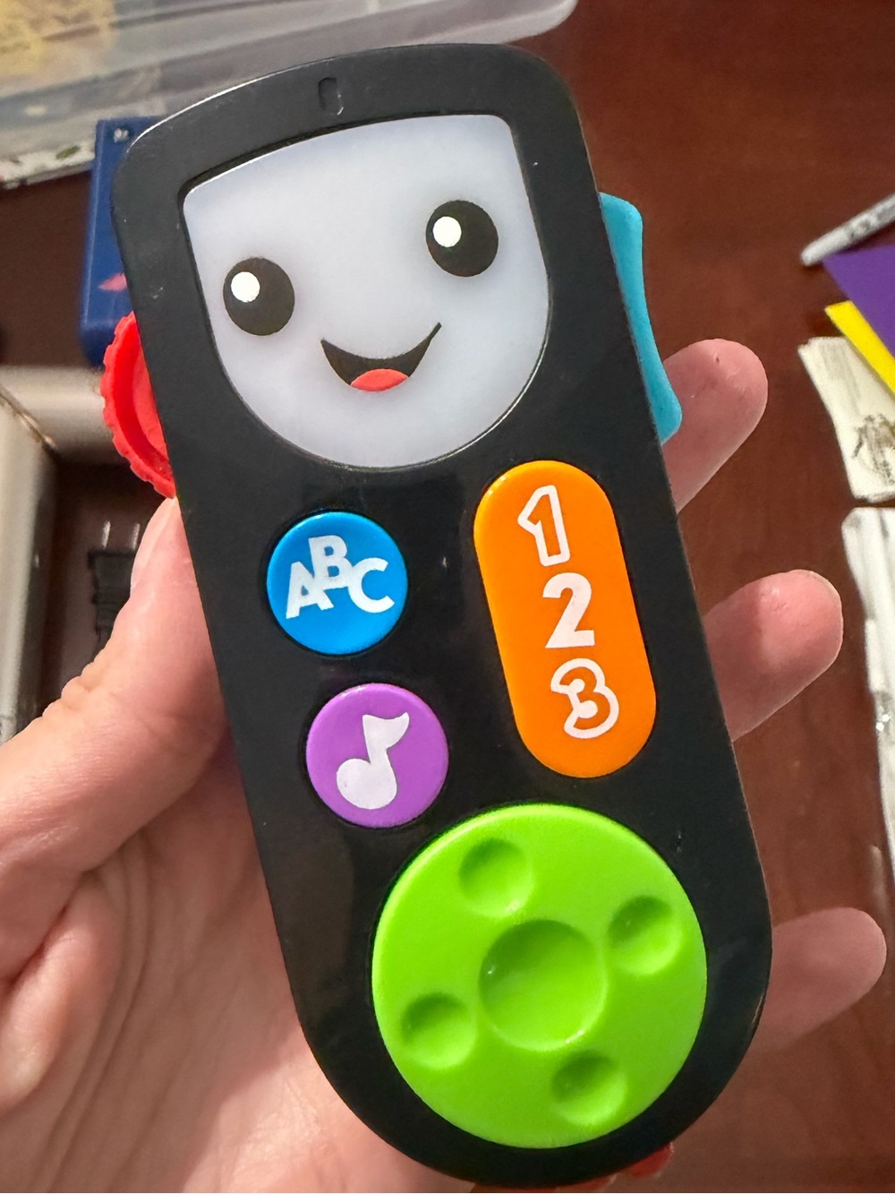 Educational Toddler Toy Remote - Black with Green, Orange, Blue, Purple Buttons